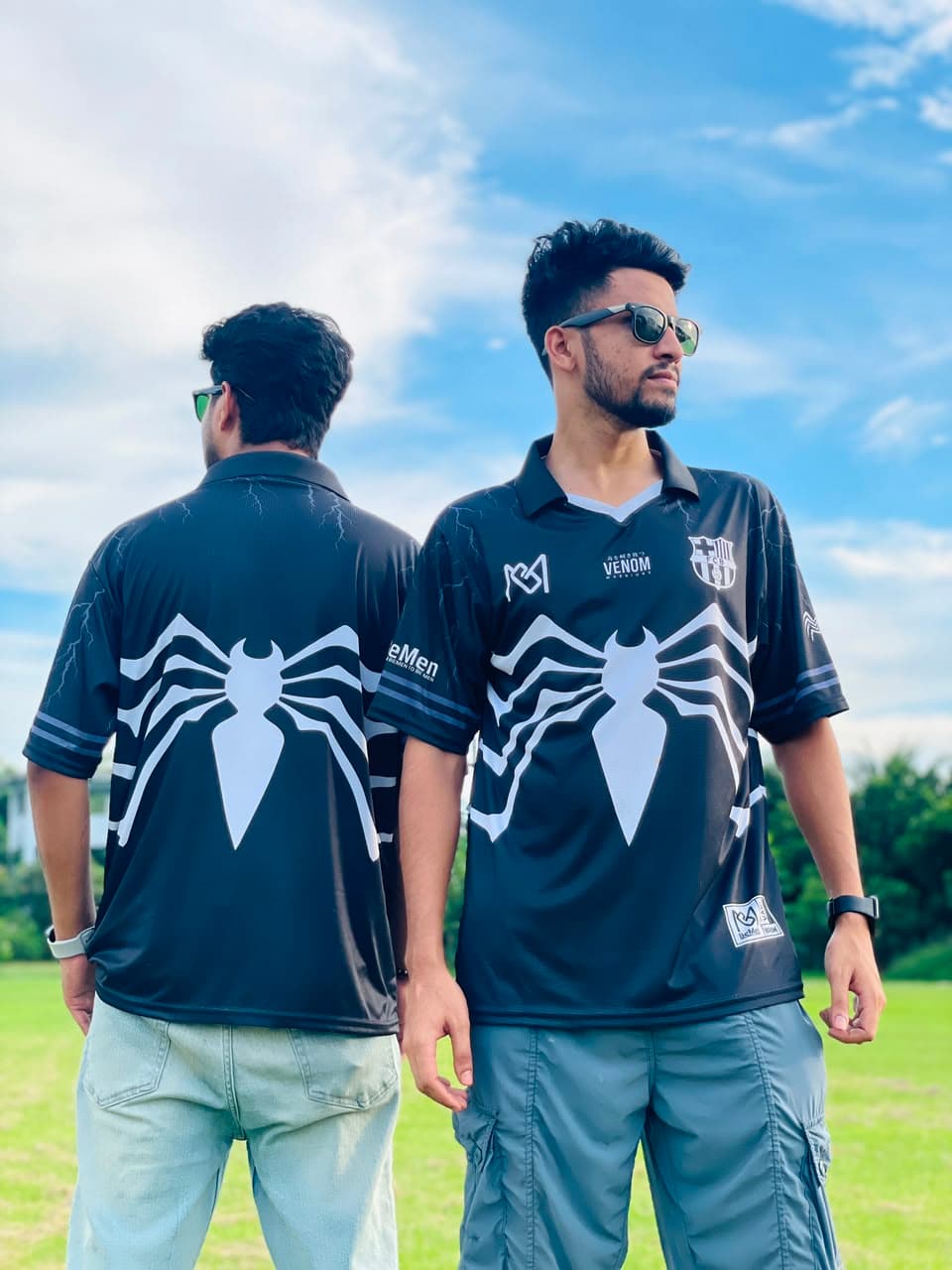 Venom Edition Black & White Graphic Polo Jersey